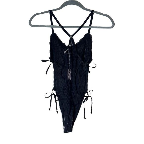 We Are HAH x REVOLVE High Tied Bodysuit in Noir Mesh NWT S - Picture 3 of 11
